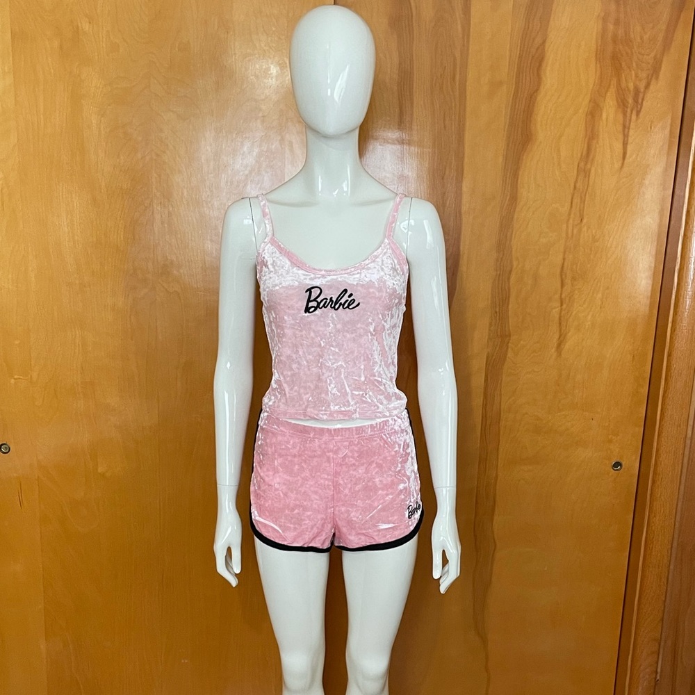 Rare Barbie Mattel Velvet Camisole & Short Set Size Small Pink